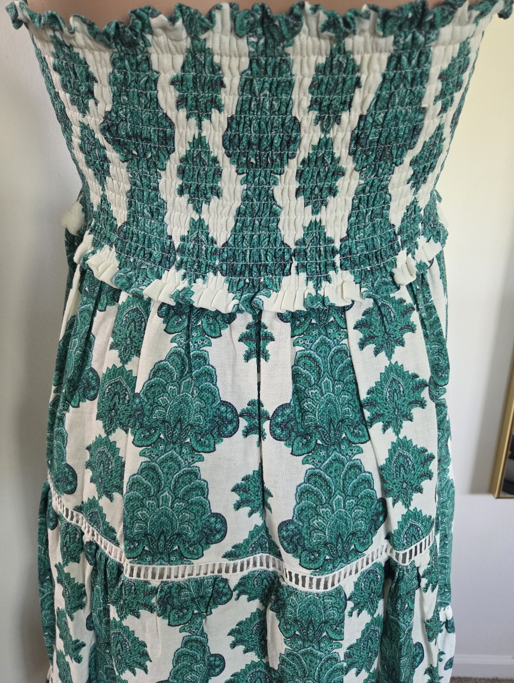 House of Harlow 1960 Green & White Strapless Patterned Dress Size Small REVOLVE - Picture 7 of 10